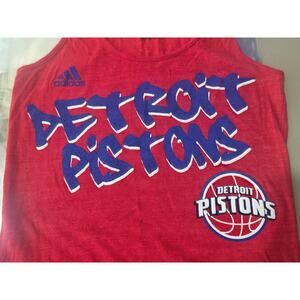 Adidas Detroit Pistons red blue graffiti spell out tank top - small